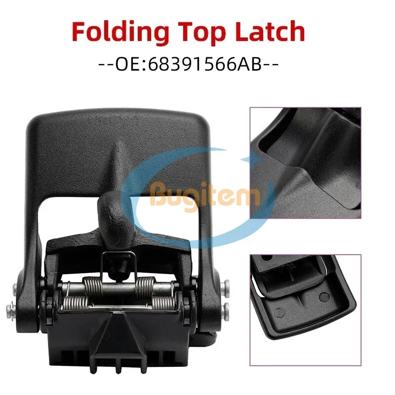 OE 68391566AB 68391566AA Folding Top Latch for Jeep Wrangler 2018-2024 Replacement Soft Top Bracket Black