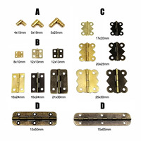 12Pcs Mini Lengthened Antique Brass Bronze Jewelry Chest Gift Wooden Music Box Wine Case Dollhouse Cabinet Door Hinge with Screw