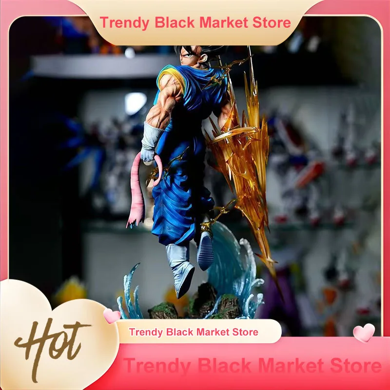 Yunqi Dragon Ball Vegito Super Saiyan Anime-Figur mit drei austauschbaren Kopfskulpturen, PVC, 38 cm, stehendes Sammlermodell für Erwachsene