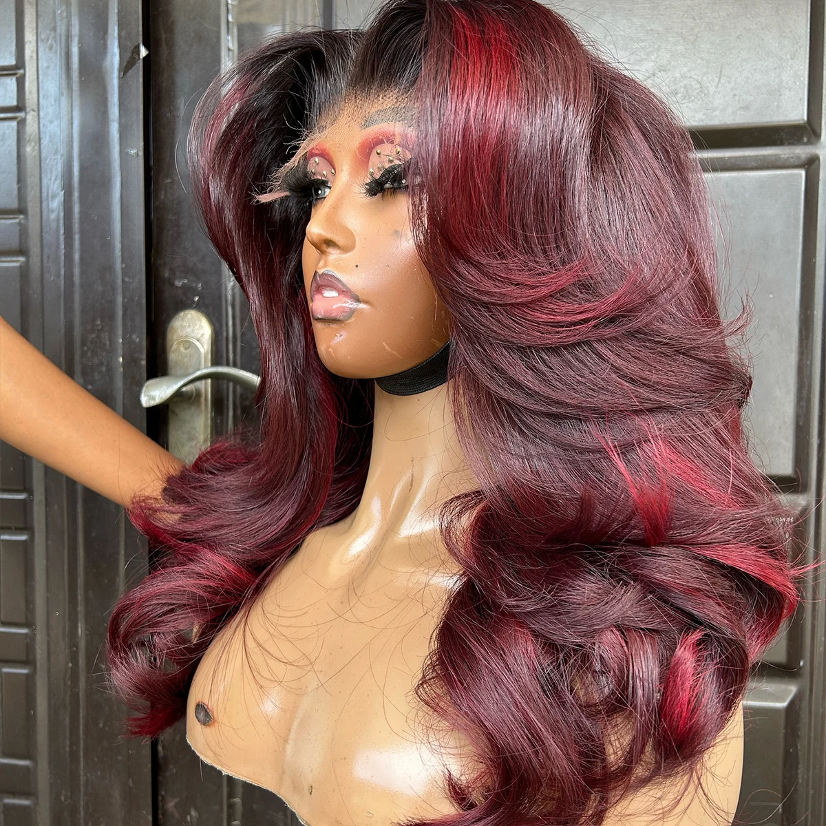 99J Burgundy Highlight 13×4/13×6 HD Lace Frontal Wig Body Wave Glueless Wigs 360 HD Lace Preplucked For Women Wear And Go 1B/99J