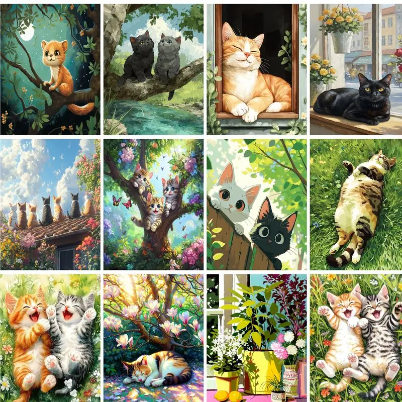 RUOPOTY Paint By Numbers For Adults Cat Animals Picture Canvas Drawing Oil Painting By Number Hand Painted Art Home Decor