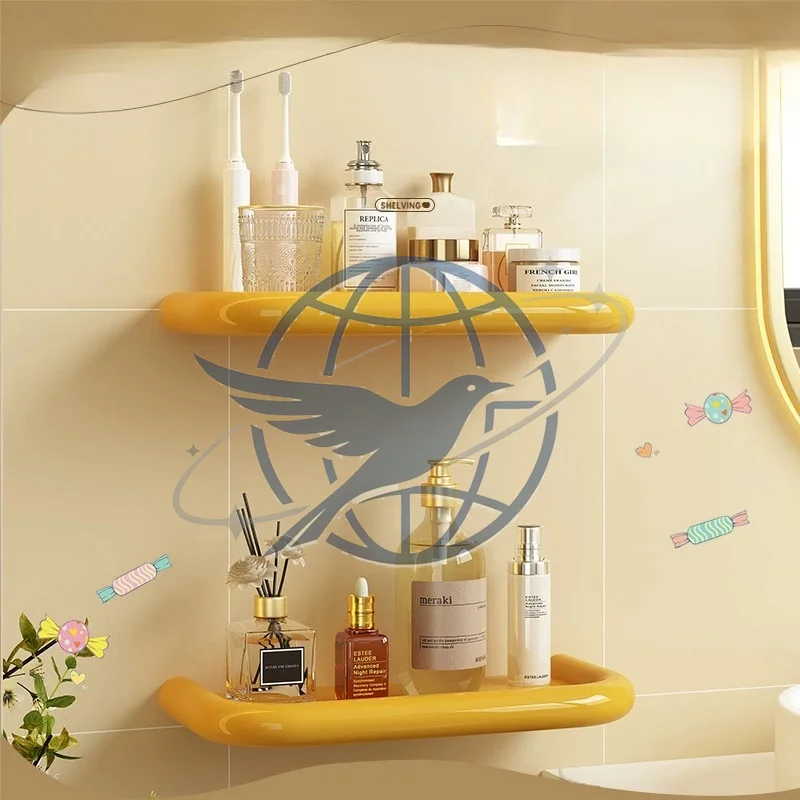 Bathroom Shelf Candy Color Toilet Triangle Mesh Basket Stainless Steel Perforated Storage Rack Wall Mounted