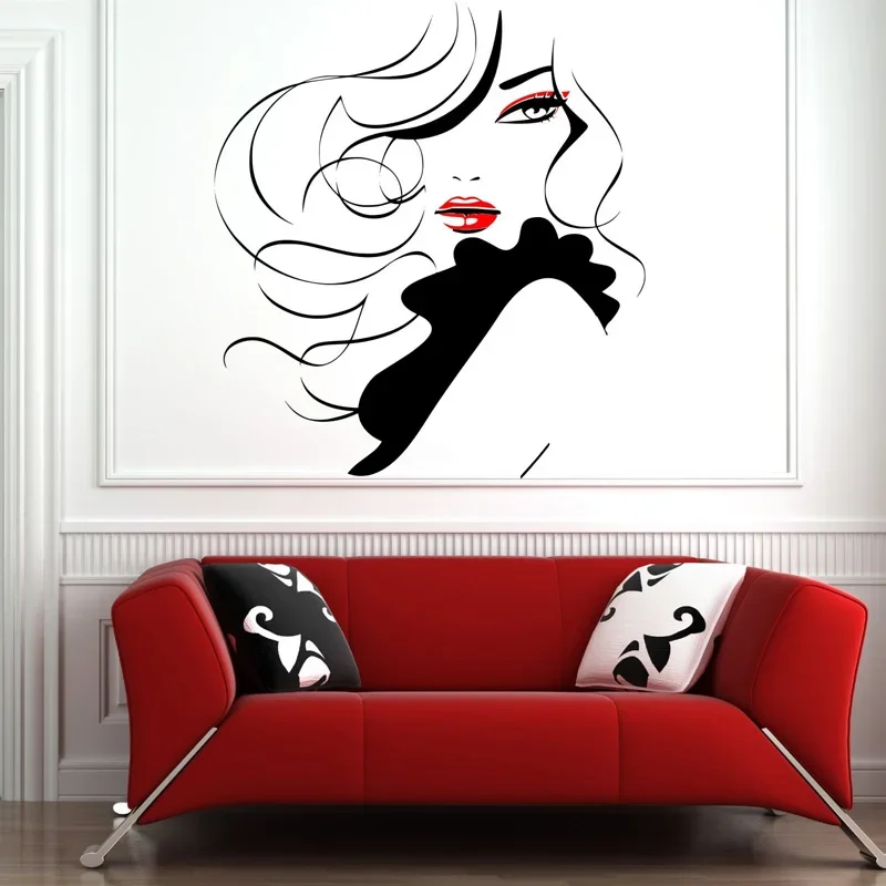 Pin Up Girl Women Modern Hair Salon Wall Sticker Vinyl interior decoration room Beauty Salon Decal removable Mural Transfer F796