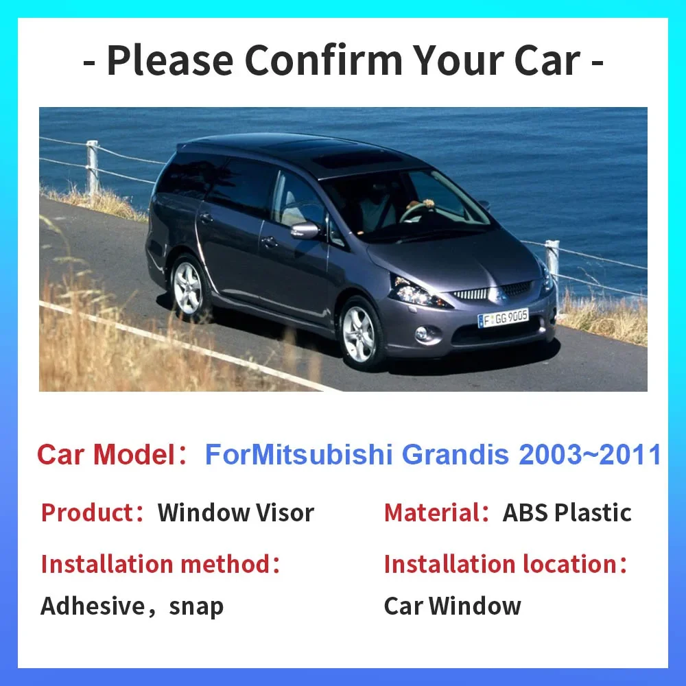 Window Visor for Mitsubishi Grandis Space Wagon 2003~2011 Car Door Sun Rain Guard Deflector Vent Smoke Cover Exterior Accessorie