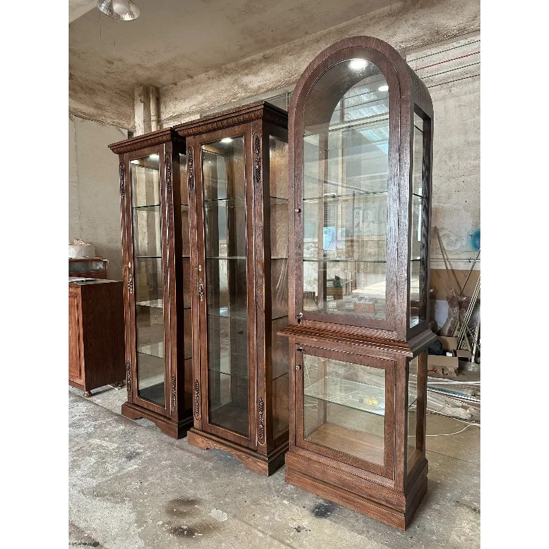 Chinese Antique Display Cabinet Glass Middle Island Cabinet Jewelry Ceramic Jade Display Cabinet Antique Specimen Retro Display
