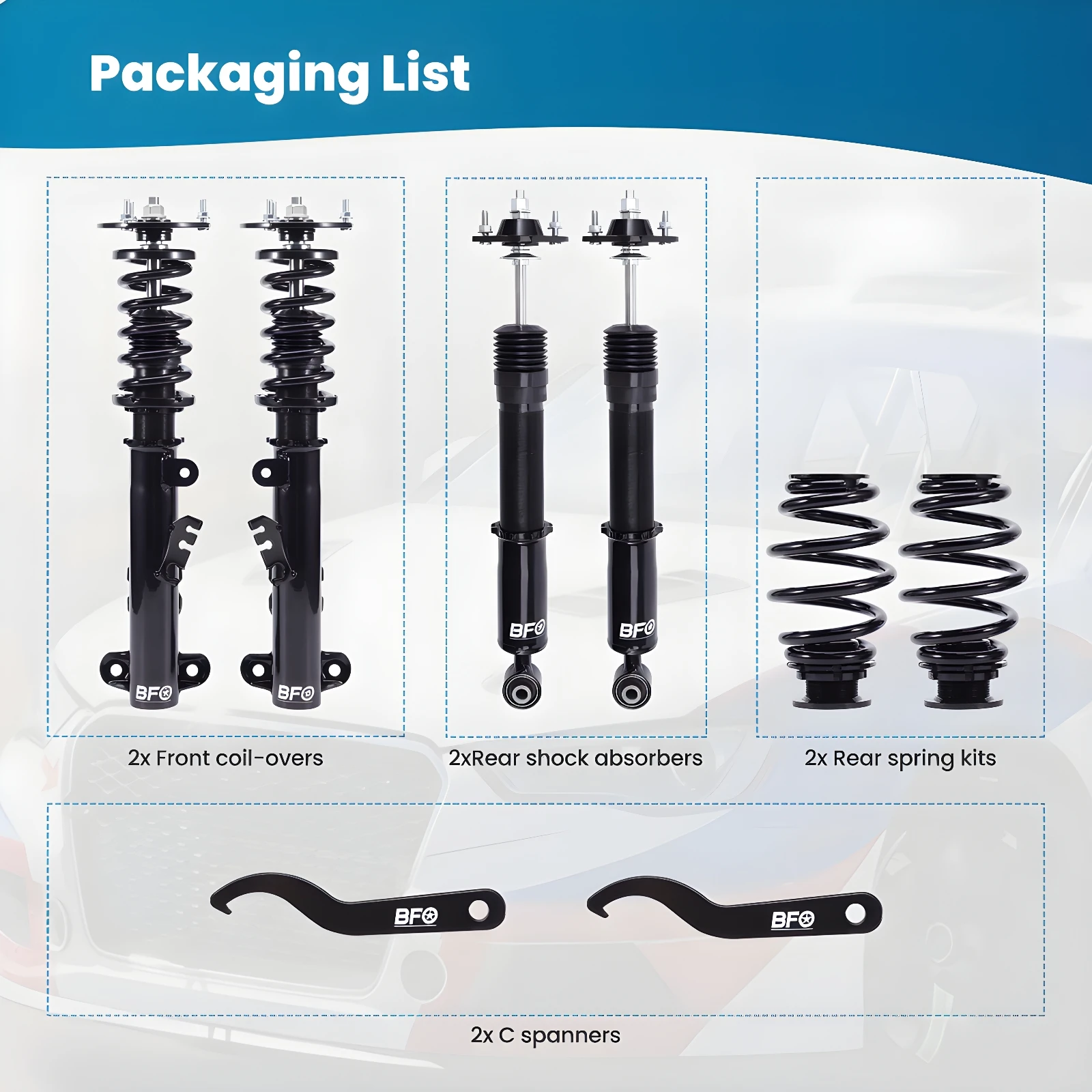 

4x Coilovers for BMW 3 Series E36 Coupe 2WD 1991-1999 Front Rear suspension