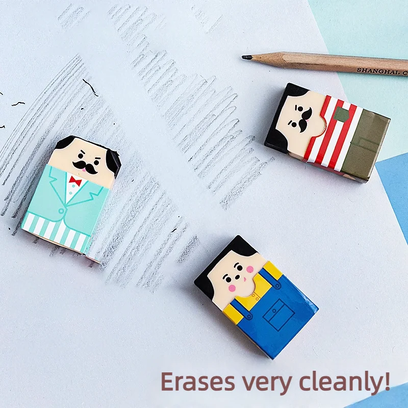 1pcs/4pcs Eraser  Genius Eraser  Eraser  Student Stationery  Bald-Head Eraser  Smart Eraser  Stationery  Styles Shipped Randomly image 2