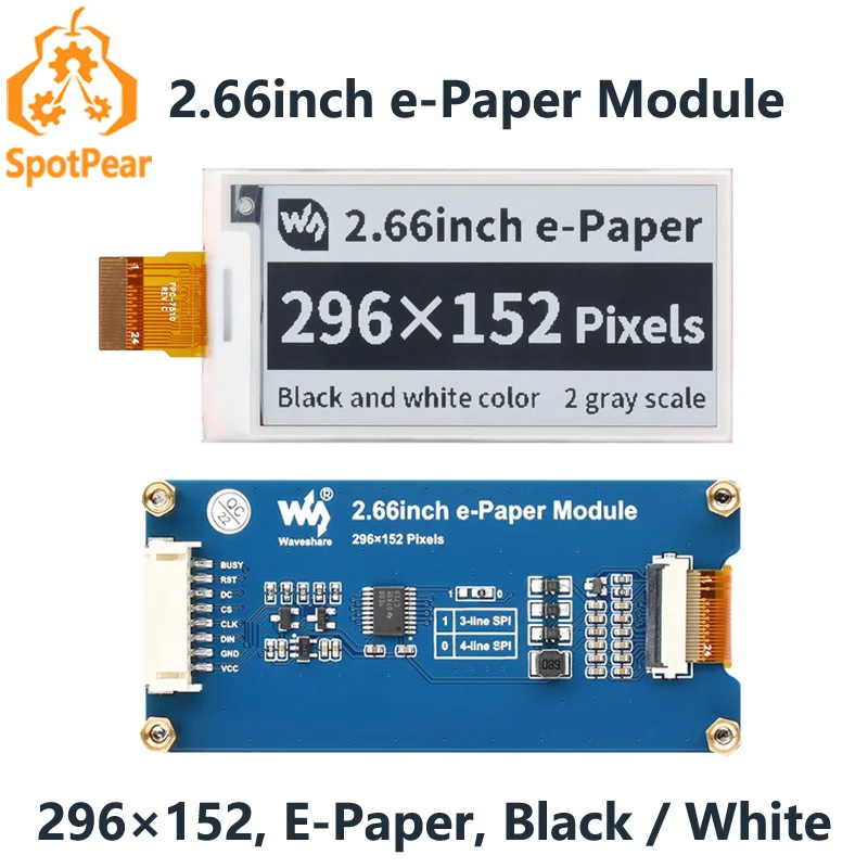 2.66inch E-Paper E-Ink Display Module For Arduino / Raspberry Pi / STM32
