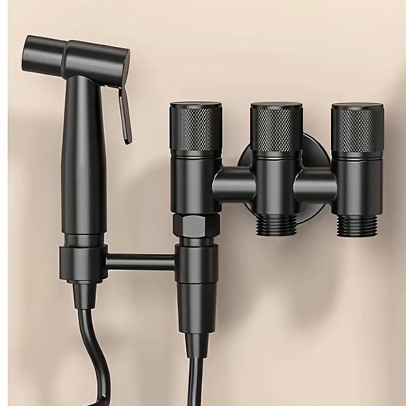 4-Piece Stainless Steel Bidet Sprayer Kit, Bathroom Kitchen  Valve Accessories, Used for Personal Hygiene and Pet Bathing