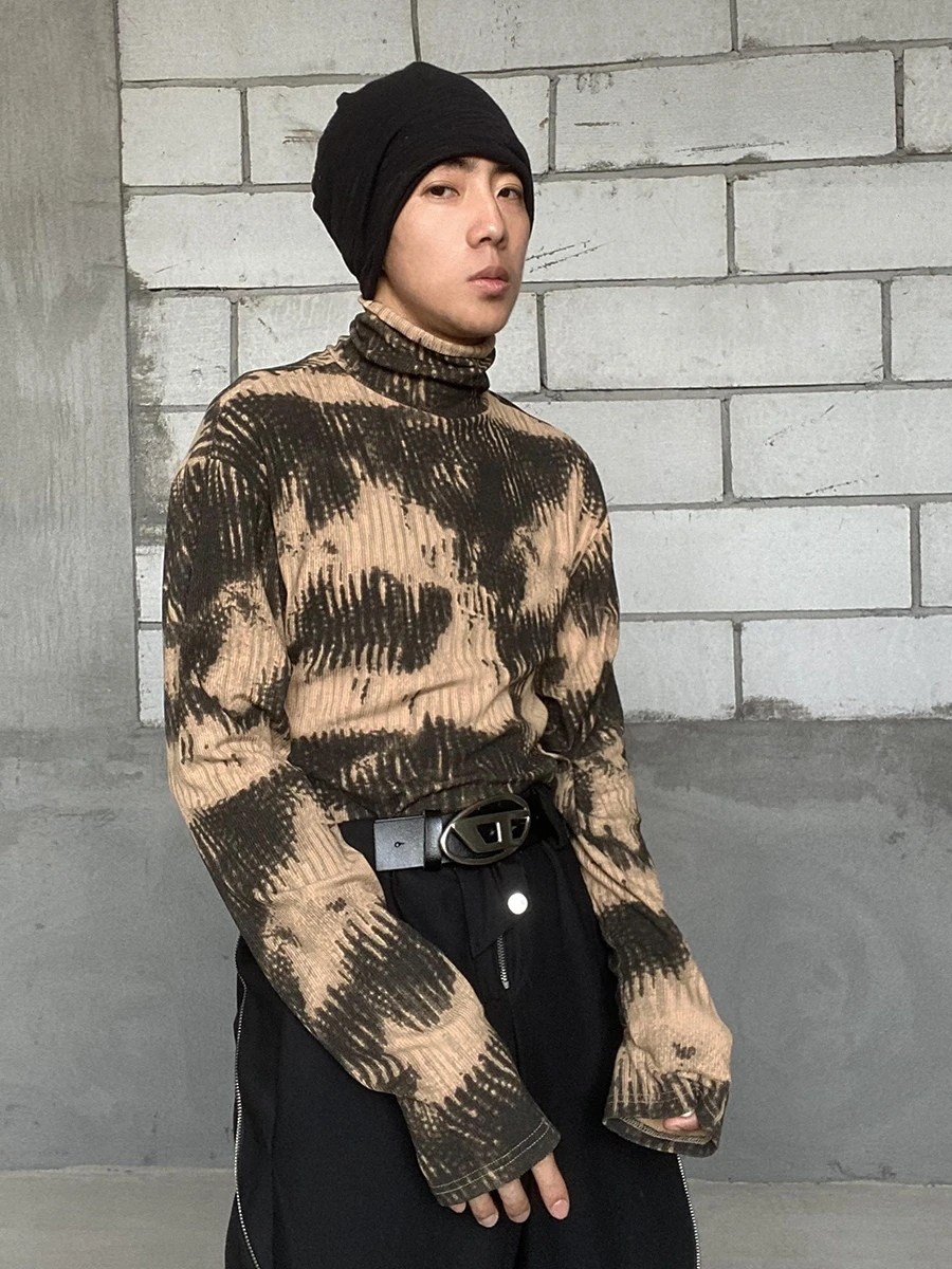 

Модная трикотажная мужская футболка Tie-Dye High Ne Long Sve, весенне-осенняя внутренняя одежда, базовый слой Sli для молодежи