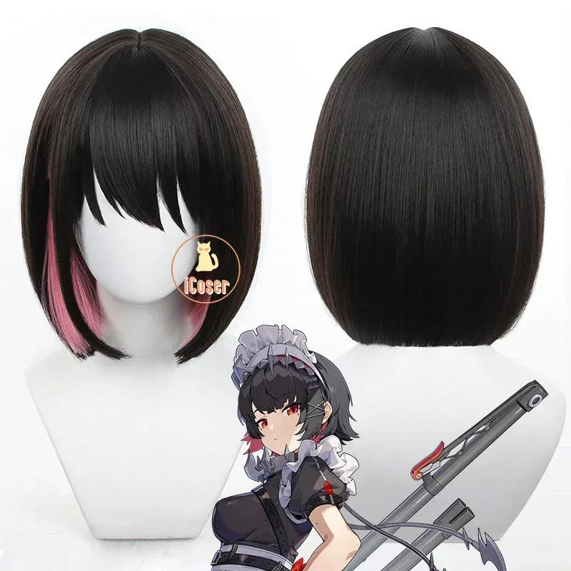 25COSZenless Zone Zero Ellen Joe Cosplay disfraz peluca vestido de sirvienta pendientes cola inflable Victoria limpieza fiesta de Halloween W