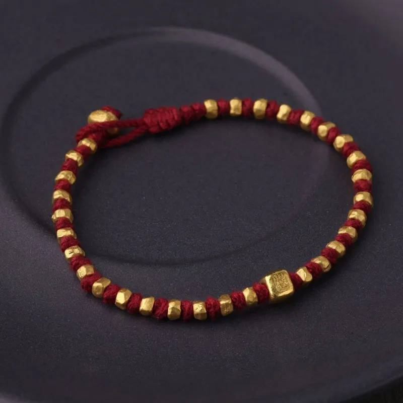 

Винтажный браслет золотого цвета, регулируемый размер, браслет на удачу, красный браслет из веревки для рук, браслет дружбы, очаровательные ювелирные аксессуары
