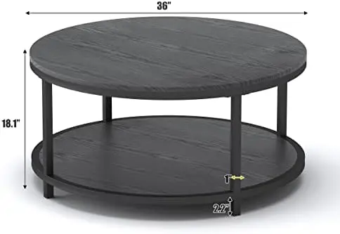 Round Coffee Table Black 35.8