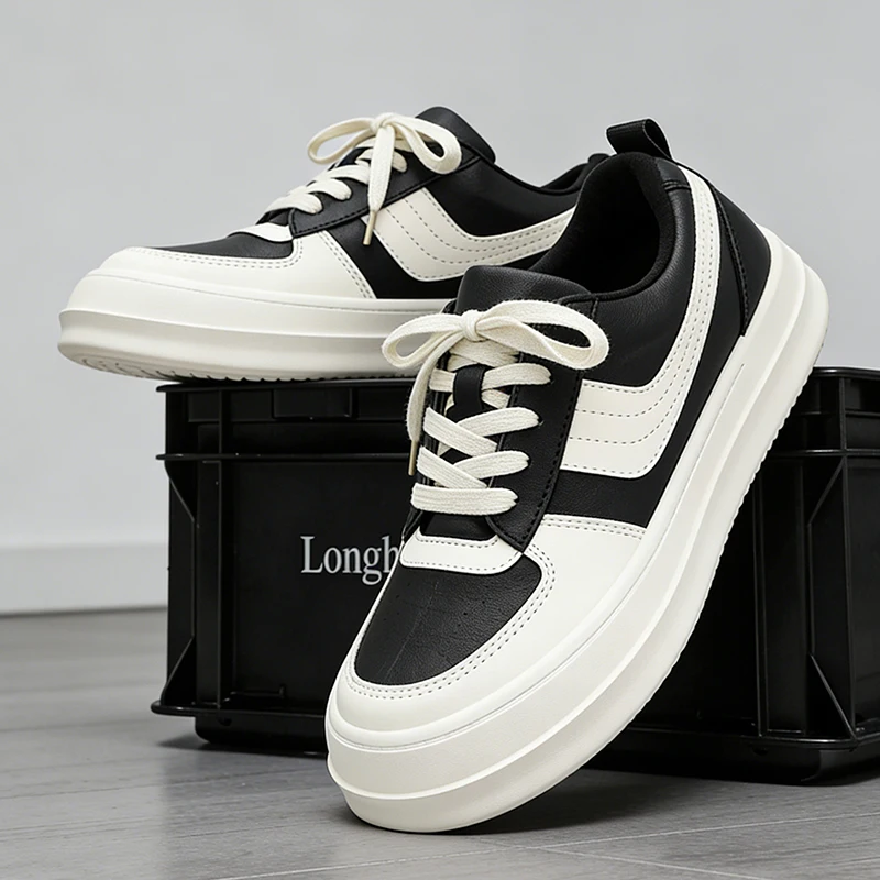 

Мужские повседневные кожаные ботинки на платформе с увеличенной подошвой, на шнуровке, низкие, винтажные, люксовые дизайнерские кроссовки в стиле хип-хоп