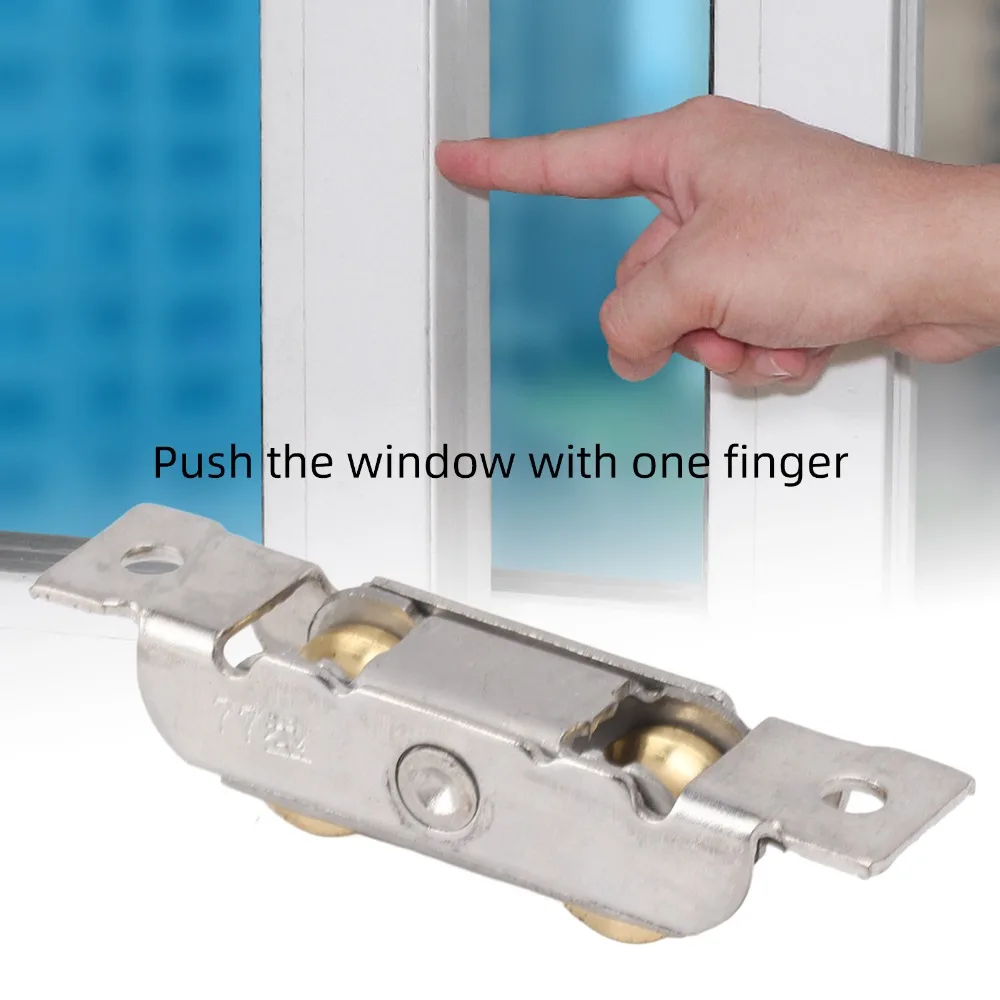 4 قطعة بكرات مزدوجة انزلاق الباب الأسطوانة الفولاذ المقاوم للصدأ ترادف بكرات انزلاق فناء الباب الأسطوانة الجمعية مع مسامير #2