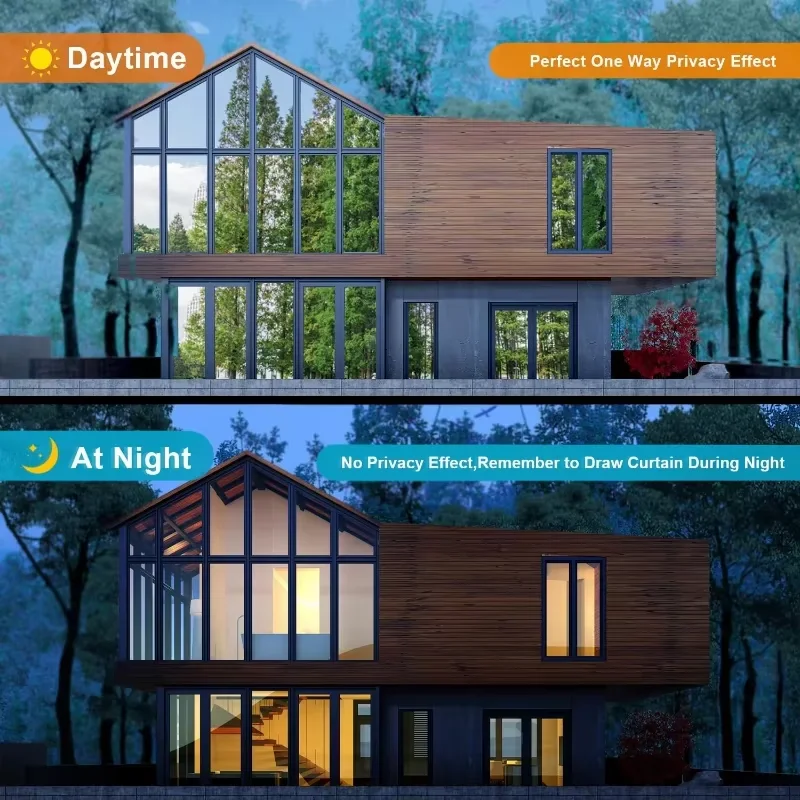 Fenster-Sichtschutzfolie Einseitig Tageslicht-Blockierende Statische Fensterfolie Sonnenschutz Anti-UV Reflektierende Spiegelfolie für Zuhause und Büro – Detail 6