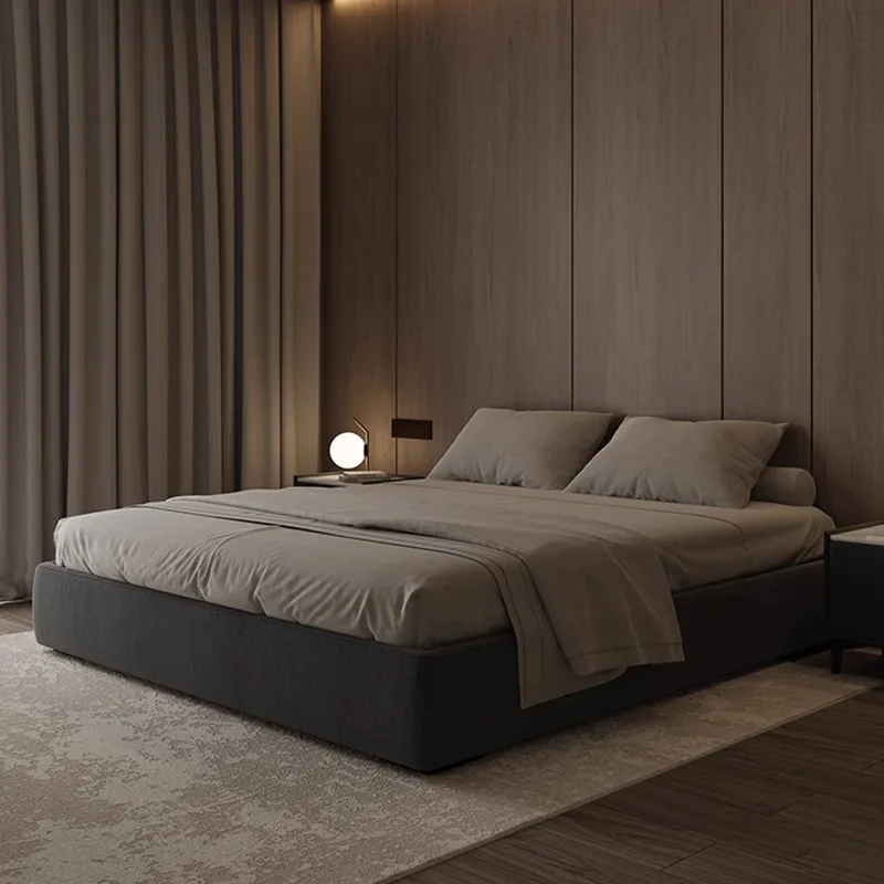 Fabric bed homestay small apartment master and second bedroom double bed modern minimalist no back bed