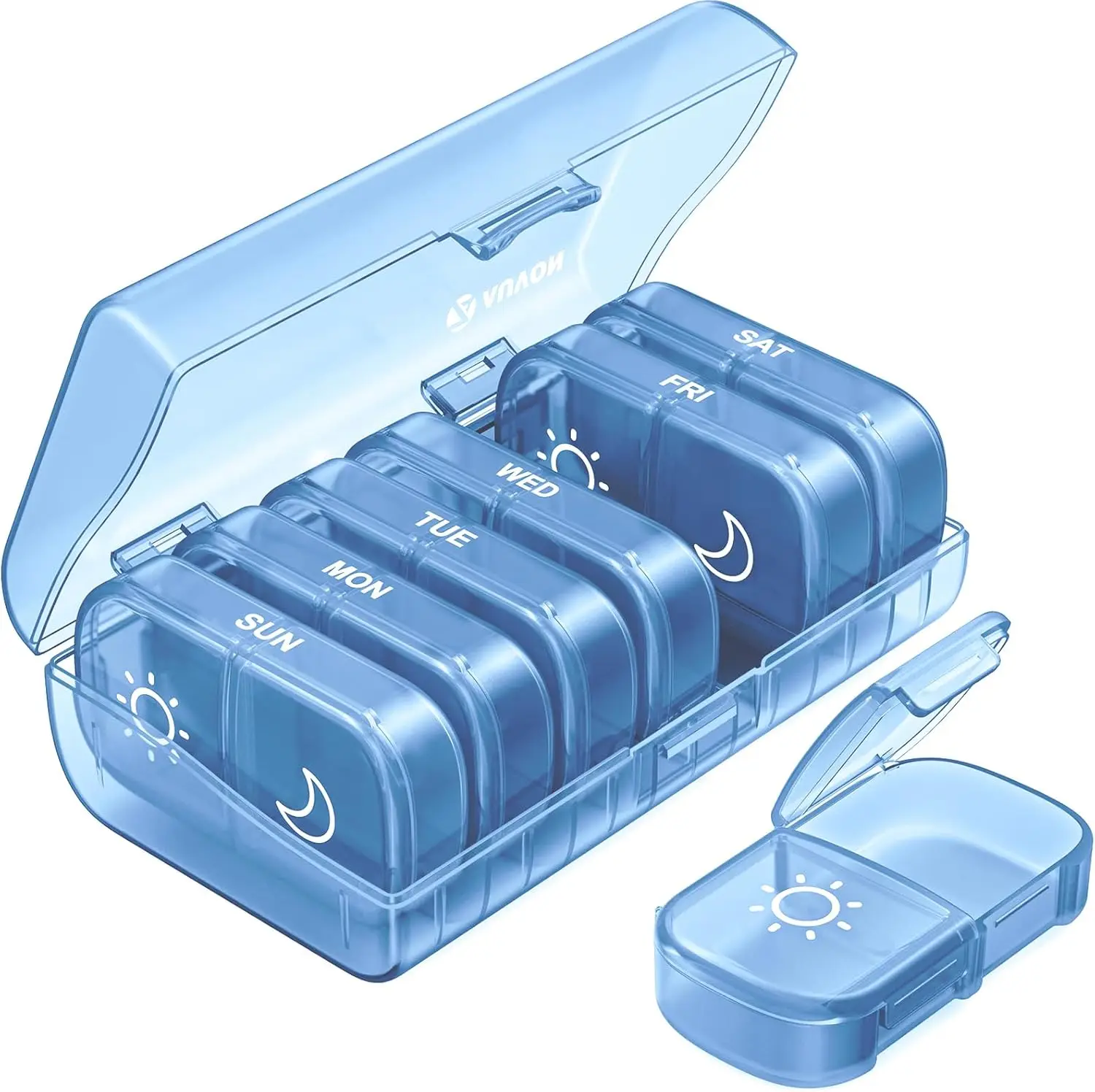 

Weekly Pill Organizer 2 Times a Day, AM PM Pill Case 7 Day Travel Medication Box for Vitamins Fish Oils Supplements