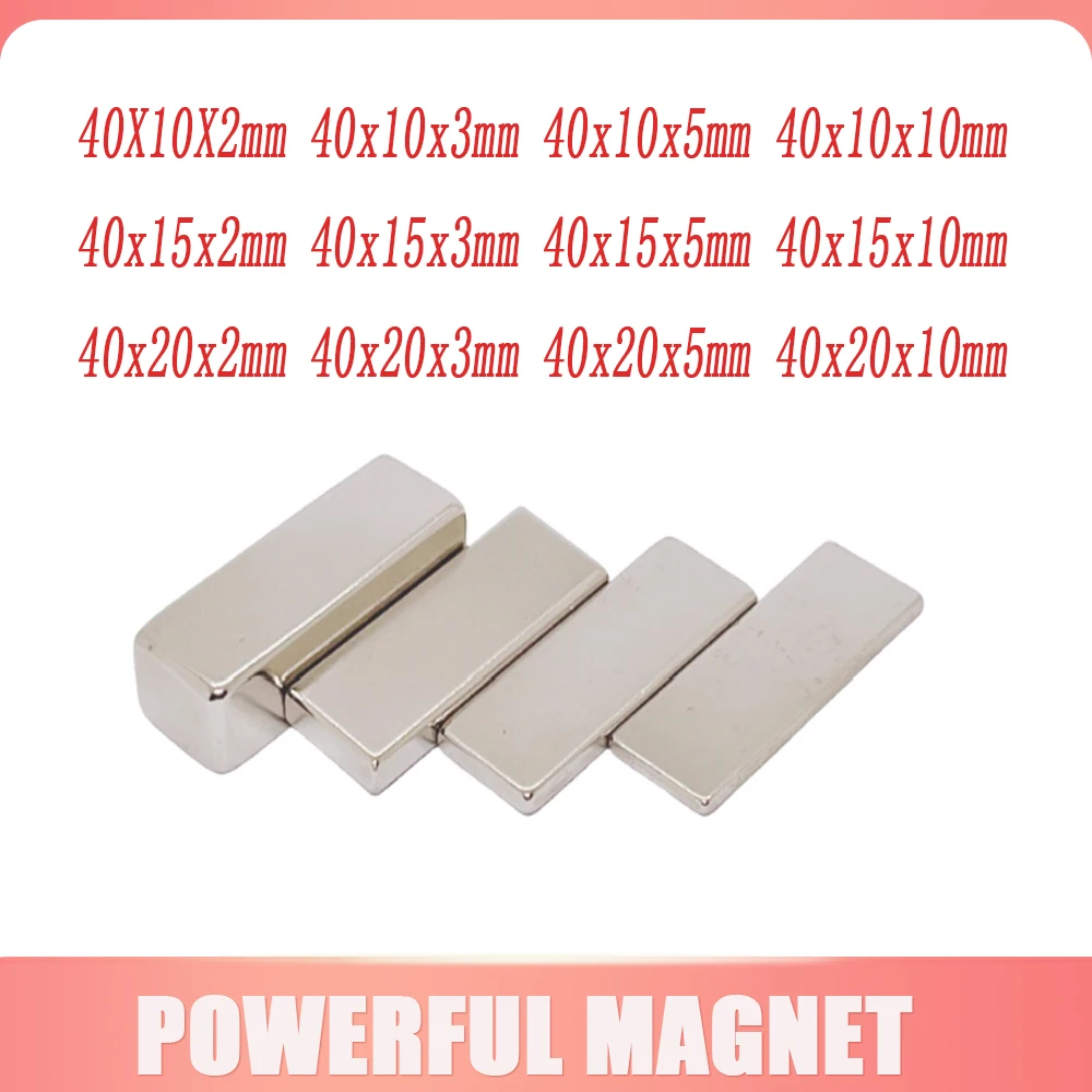 40x15x10 Strong Block Magnet 40x10x10mm Powerful Search Neodymium Magnet Sheet 40*10*2 For Home Offices DIY 40X10X5 40X15X5