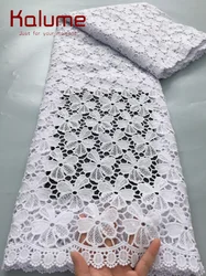 White African Guipure Lace Fabric with Sequins 2026 High Quality Lace Nigerian Lace Fabric 5yards for Woman Prom Dresses F4078