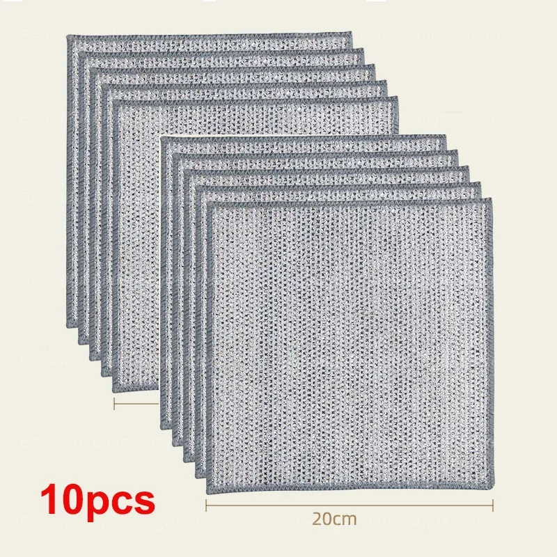 20/5 stuks Verdikte Staal Draad Reinigingsdoek Anti-Kras Dubbellaags IJzer Microvezel Mesh Afwasdoek Afwasdoeken Keukendoek