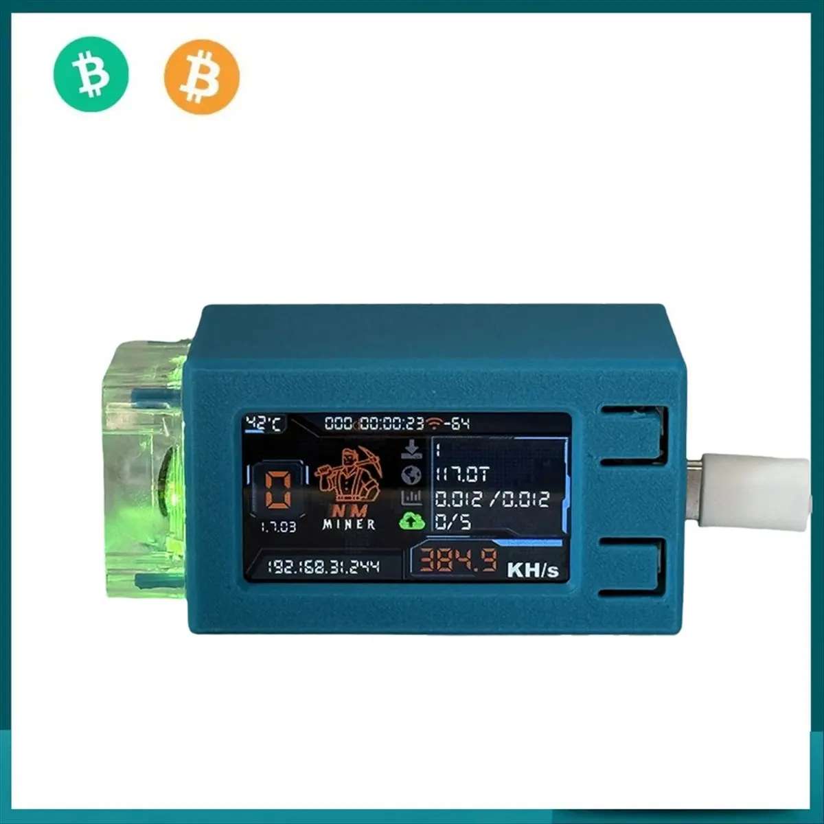 Goodprice Nerdminer V2 Pro Max 390KH/S Solo Lottery Miner NMMiner BTC Miner Nerd Miner Bitcoin Crypto Miner with RGB Cool Fan