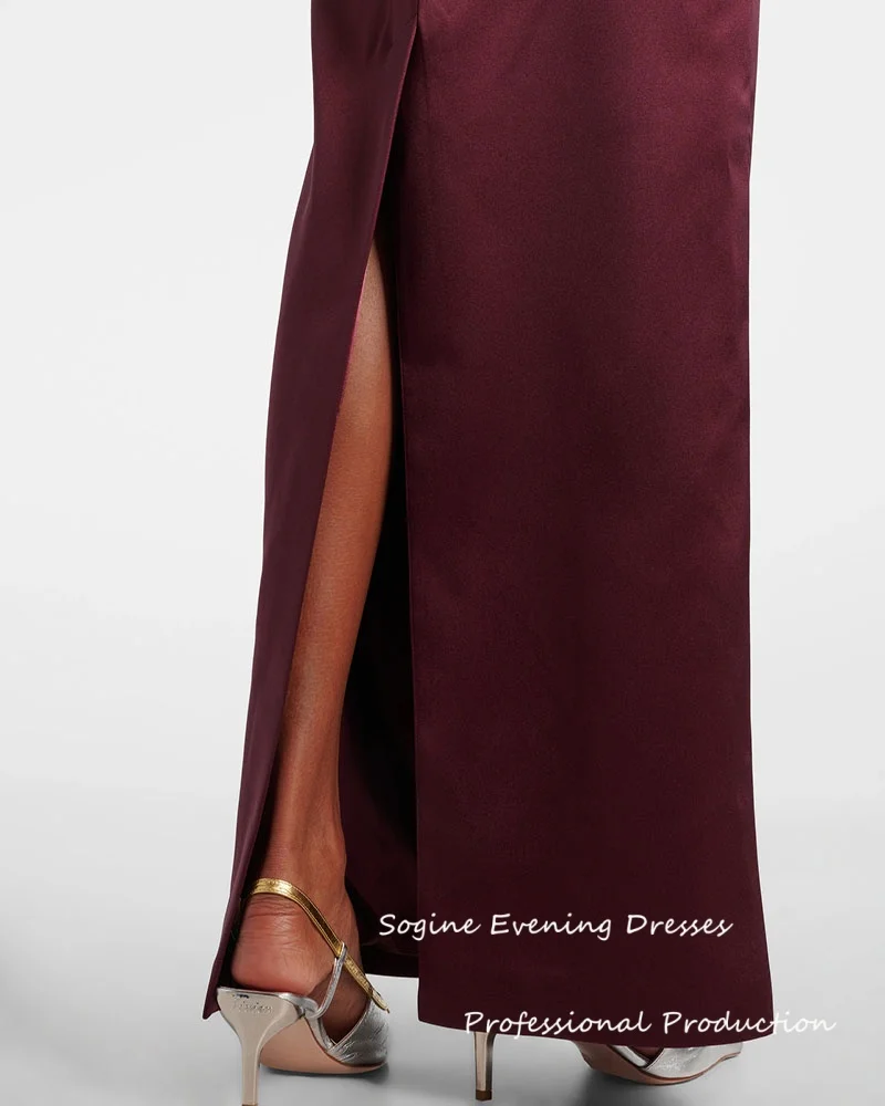 Satynowe, szyte na miarę burgundowe sukienki na studniówkę 2025 dla kobiet, bez ramiączek, elegancka kokarda, prosta sukienka wieczorowa فساتين سهرة