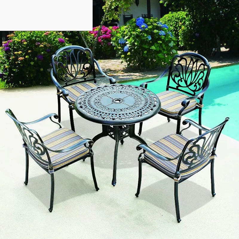 Outdoor cast aluminum s and s three five-piece outdoor leisure open-air balcony garden courtyard waterproof wrought ir