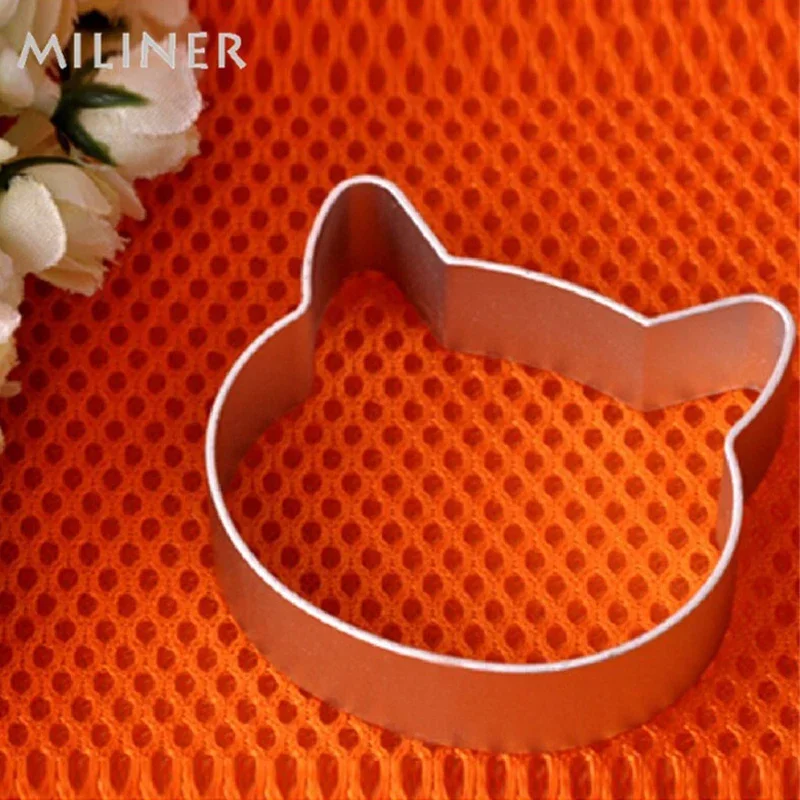 Cat Head Shape Christmas Kitchen Tools Aluminium Alloy Fondant Cookie Cake Sugar Craft Plunger Cutter Pastry Cutter Biscuit Mold