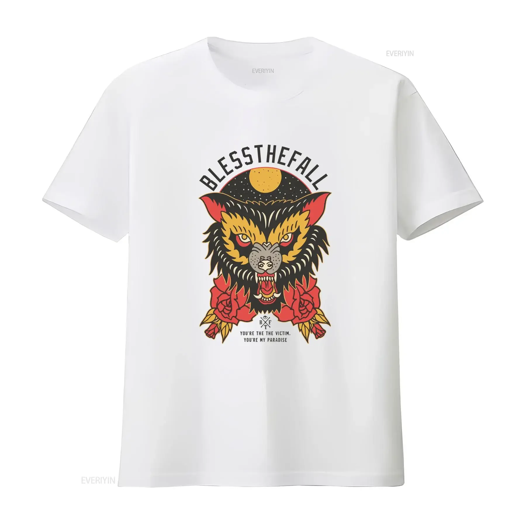 Blessthefall Parasite short sleeve white color shirt KV34703 vintage Washed Soft streetwear Stylish Top For Everyday Wear