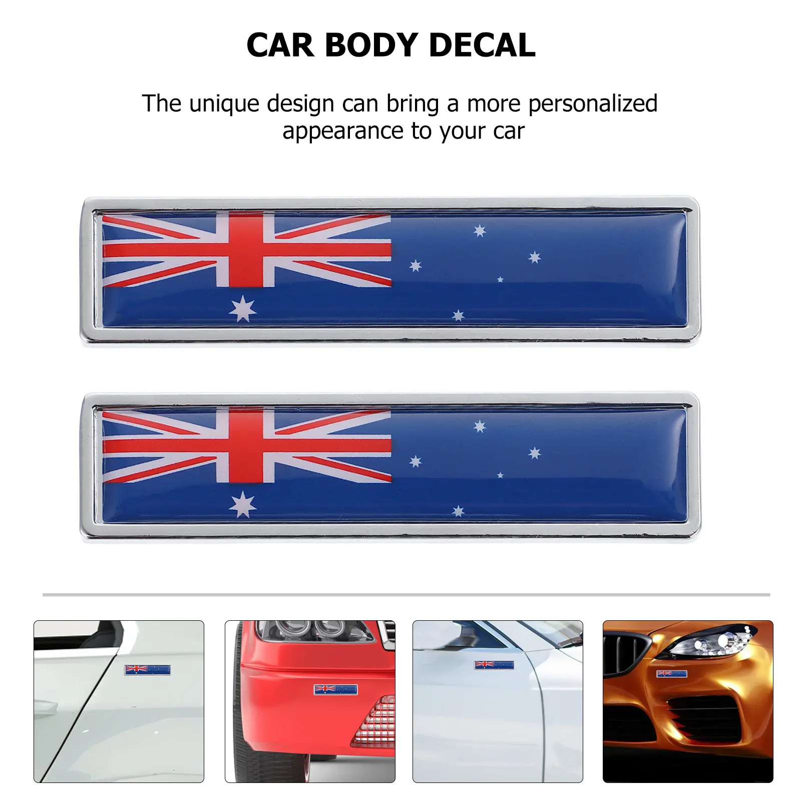 2Pcs Car Metal Sticker Flag Theme Door Decorative Metal Decal Car Body Sticker Zinc Alloy Stylish Auto