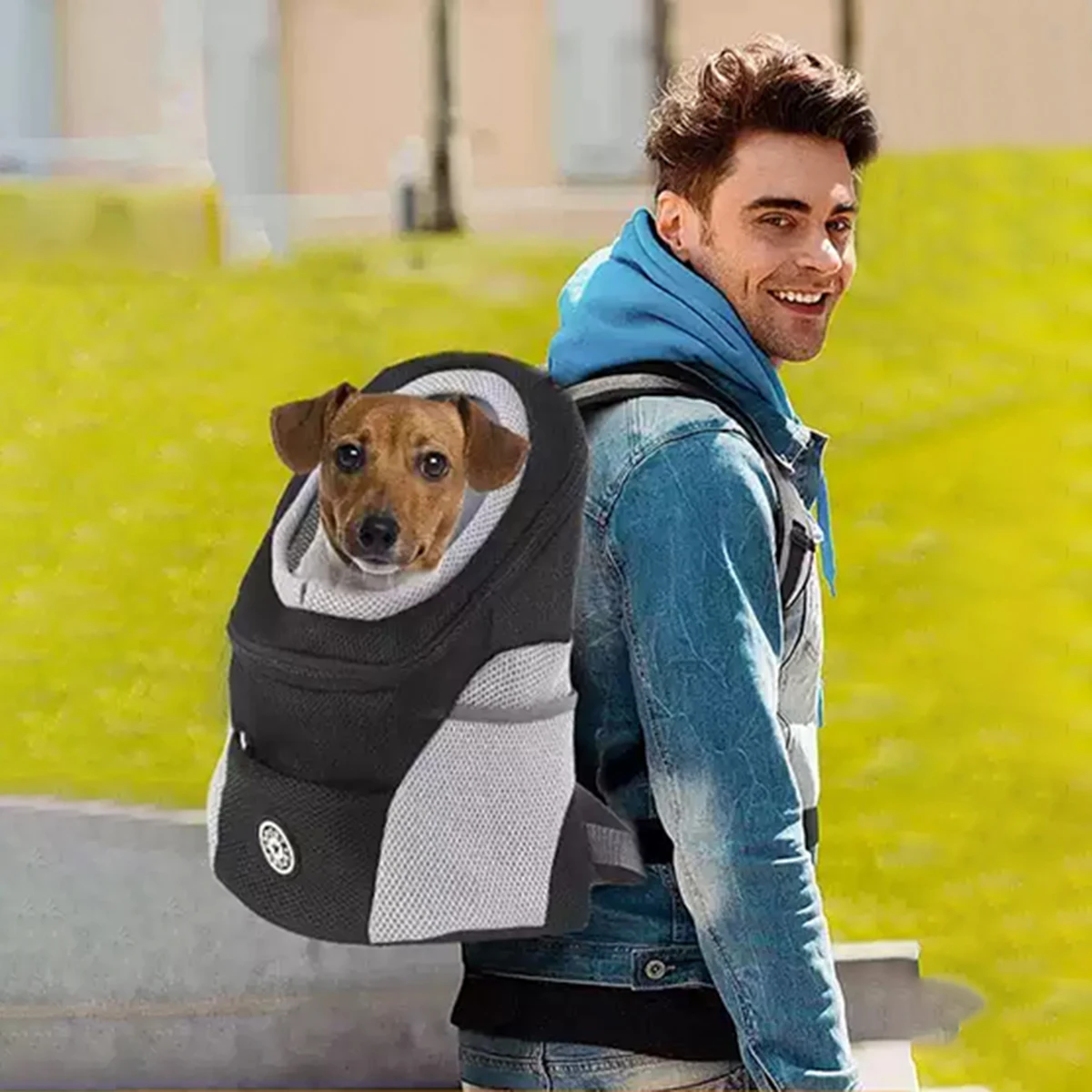 

Breathable Pet Carrier Backpack - Mesh & Oxford Fabric, S/M/L (11.8-21.65in) with Safety Strap for Travel/Vet (0.4-0.6kg)