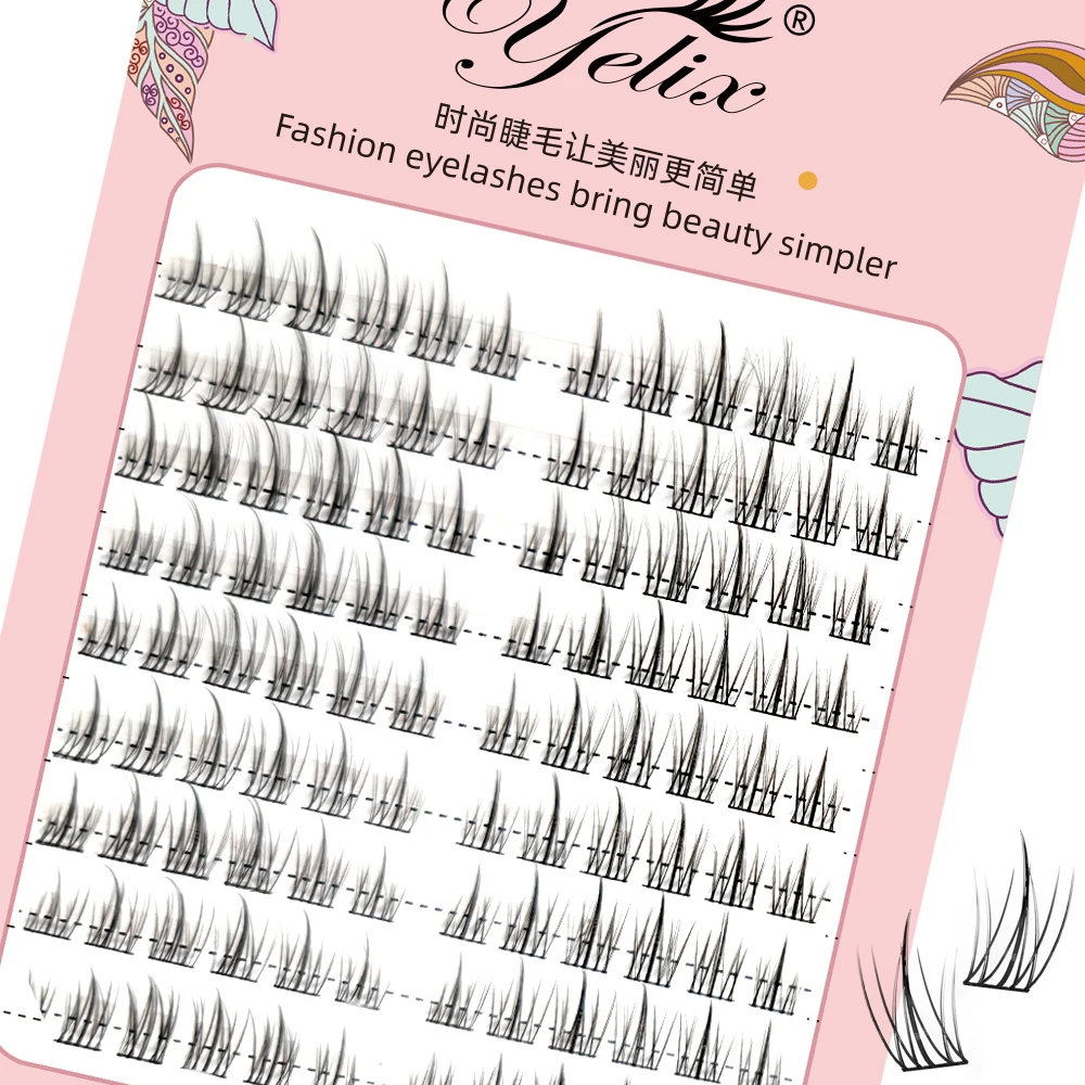 Yelix Manga Cluster Lashes Natural Wispy Spiky Individual Eyelashes DIY Lash Extensions Soft Lightweight False Eyelashes