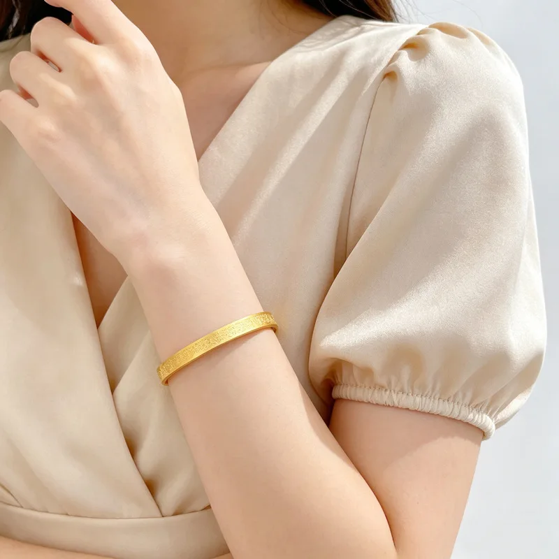6mm Adjustable Cuff Bangle - Stainless Steel Bracelet Minimalist Open End Design Gold/Silver Color Stackable Jewelry for Women