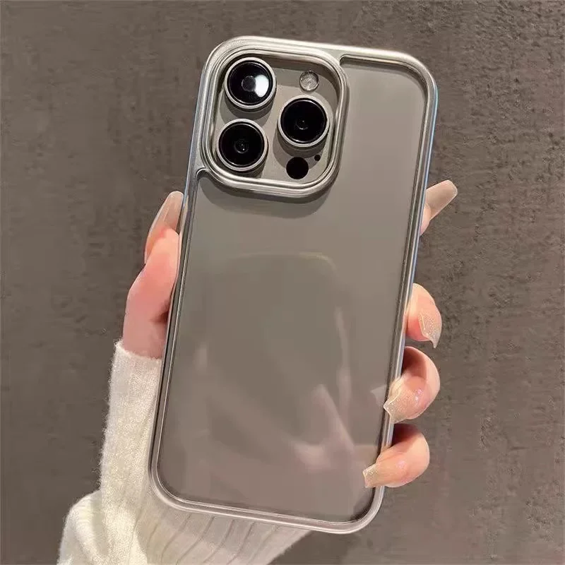 Luxury Simple Solid Color Case Compatible for iPhone 16 15 11 13 17 Air 12 14 Pro Max XR 7 8 Plus X XS MAX SE Electroplated Case