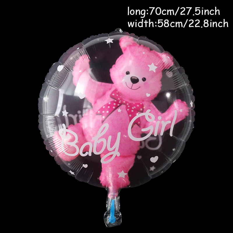 Pink Blue Baby Shower Bear Balloons Crown Heart Shape Foil Balloon Baby Boy Girl Birthday Balls Toys Gender Reveal Decorations