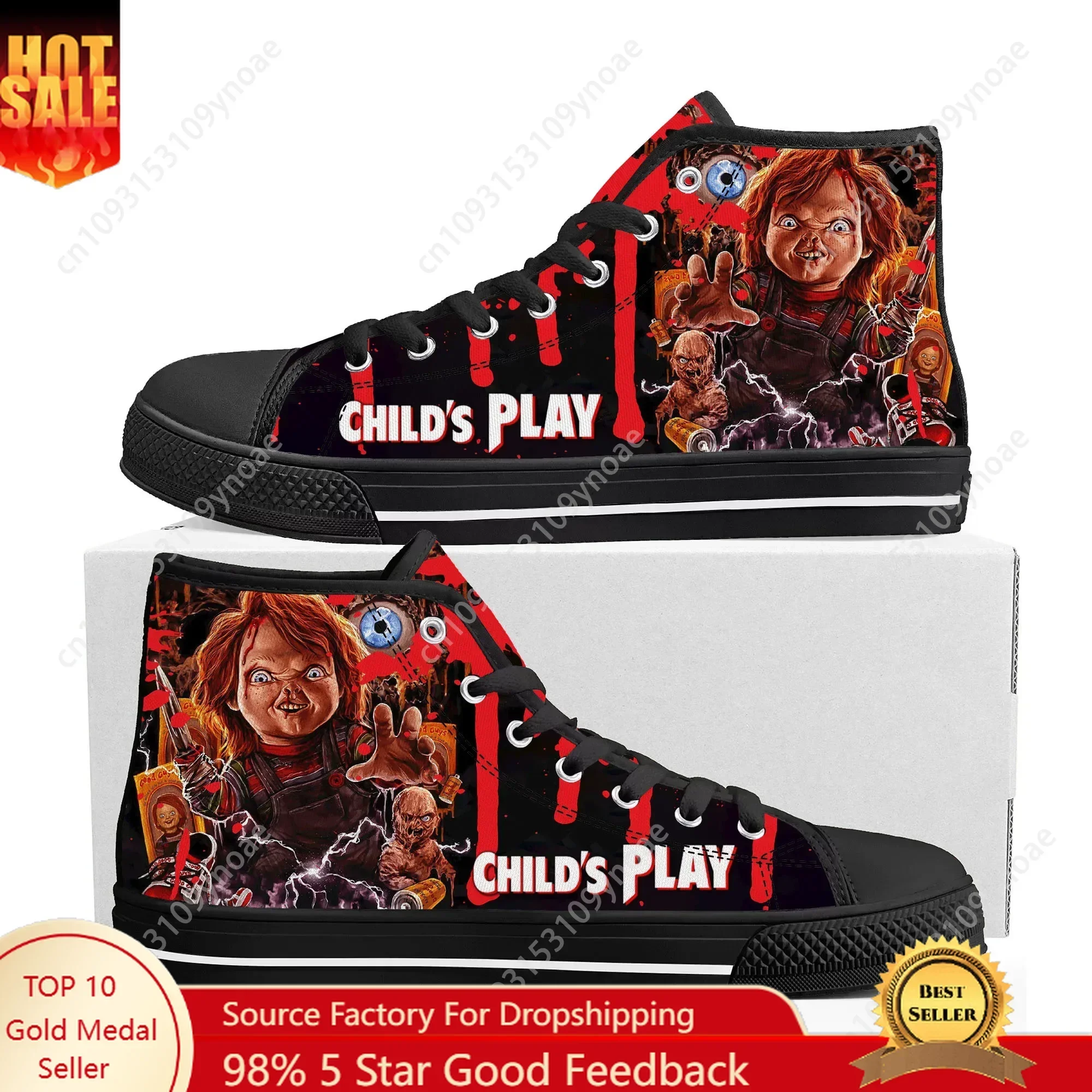 

Horror Movie Childs Play Chucky High Top Sneakers Mens Womens Teenager Canvas Sneaker couple Shoe Casual Custom Made Shoes