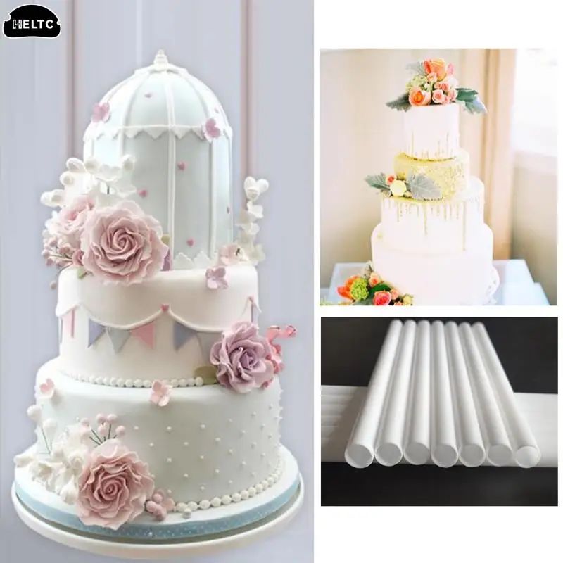 10PC Reusable Stacking Cake Straws Cake Support Rod Plastic Dowel Rods Tiered Cake Construction and Stacking White Plastic Stick