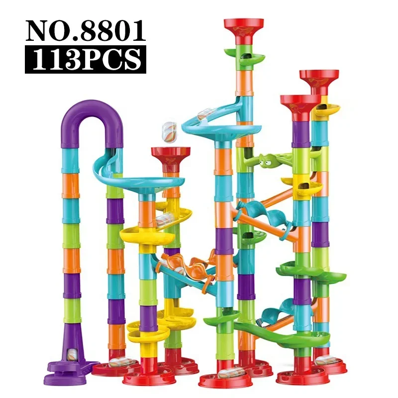 76-142pcs Marble Run Building Blocks Marbles Slide Toys For Children DIY Creativity Constructor Educational Toys Children Gift