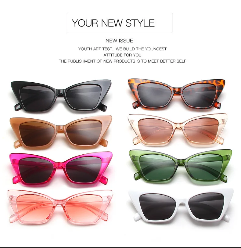 Klassische Vintage Sexy Cat Eye Sonnenbrille Frauen Marke Designer Retro Übergroßen Cateye Weibliche Sonnenbrille UV400 – Detail 2