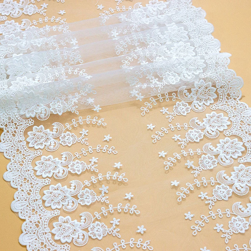 Embroidered Tulle Lace Fabric, Home Textile Decor, Sewing Accessories, Wedding Applique, Nigerian, Wholesale, 36.5cm Wide