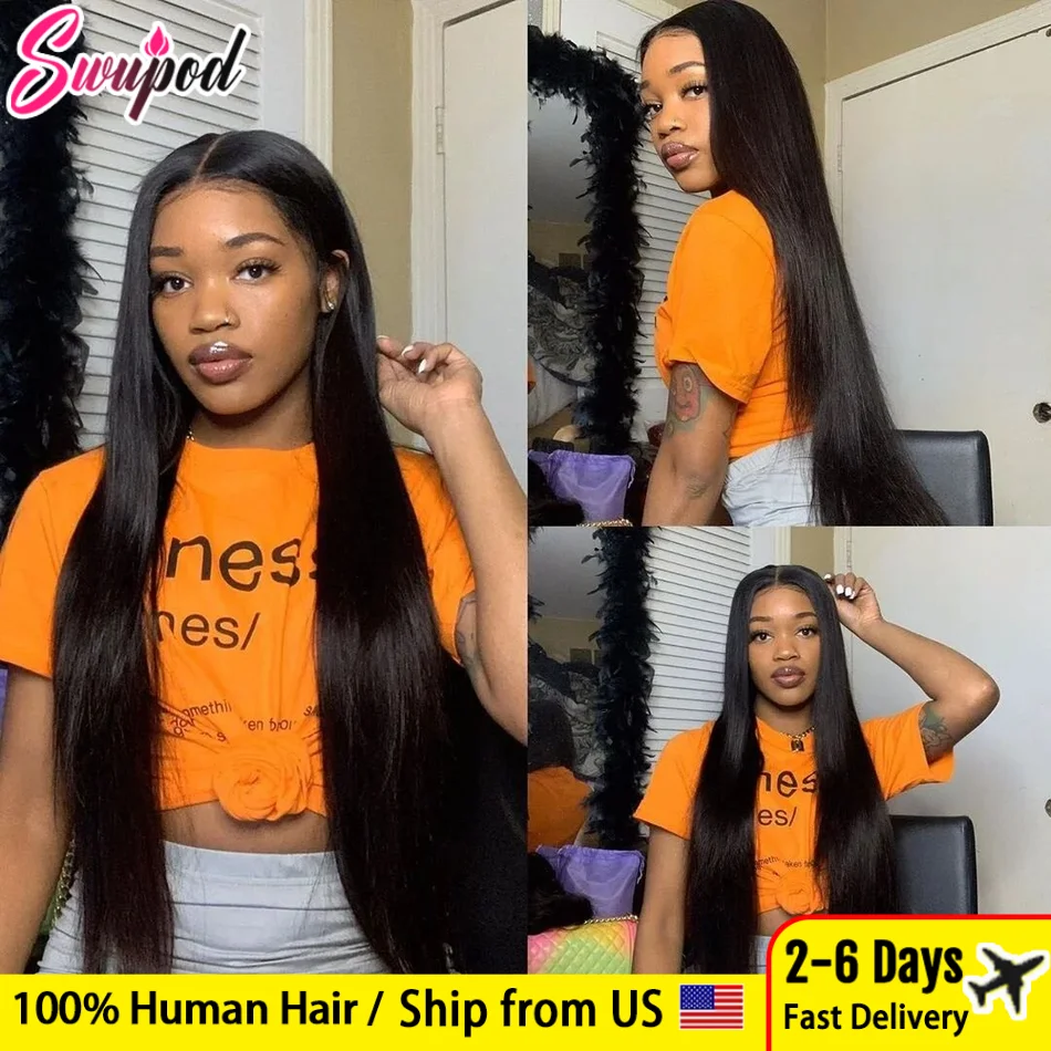 

30 inch 250% Full 13x6 HD Lace Frontal Wig for Women 13x4 Front Straight Remy Human Hair 4x4 Closure Wig Dark Black Glueless