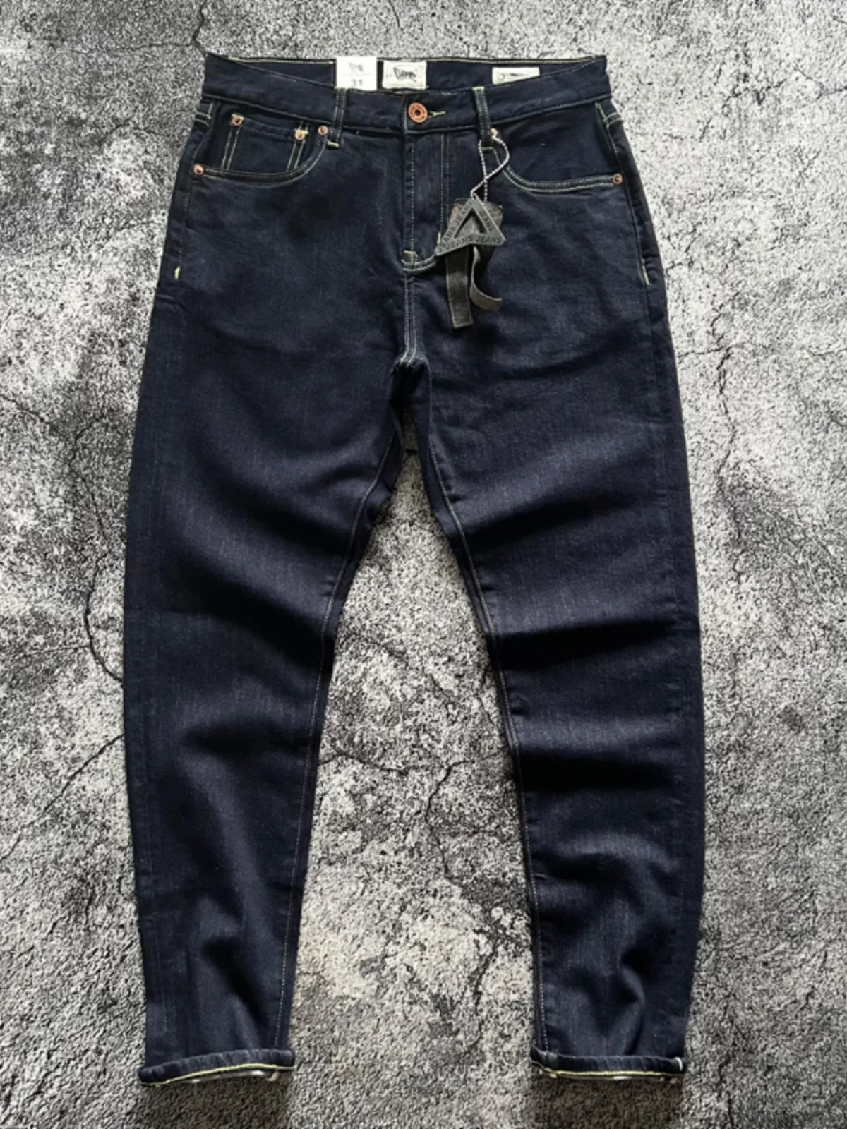 American Vintage One Wash rohe tiefblaue Stretch-Jeans für Männer Frühling Herbst Schwergewicht gerade Hosen 24ss y2k Jugend männlich