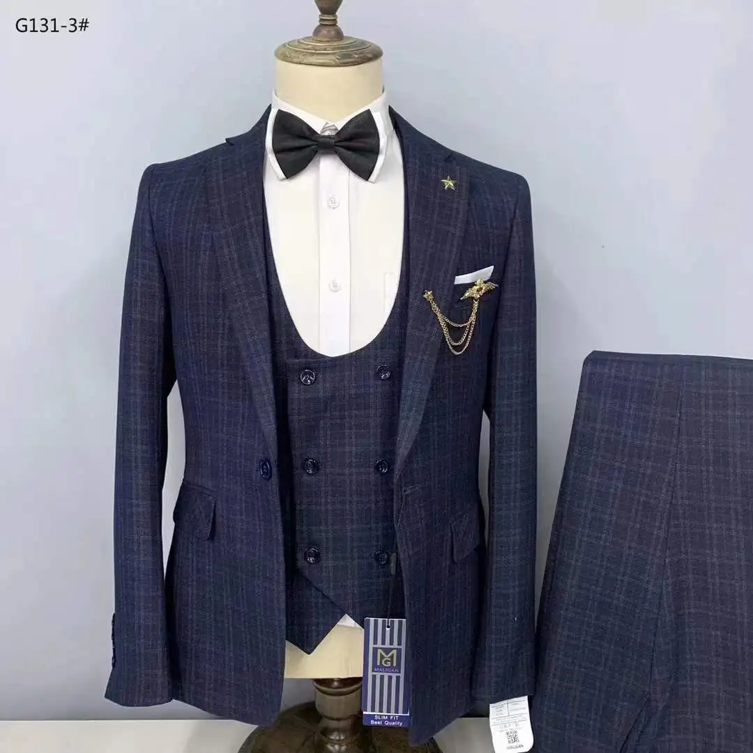 

Wool Herringbone Men Suits For Wedding Groom Tuxedo 3 Piece Tweed Fashion Business Blazer Set Jacket Pants Vest