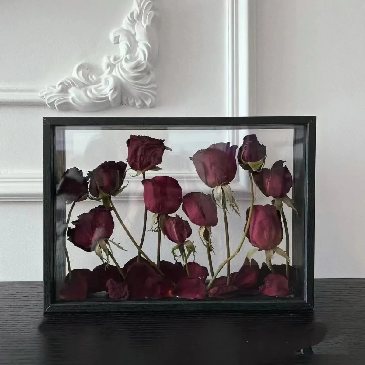 Modern Minimalist Hollow out Photo Frame Rose Flower Eternal Decoration Tabletop Display DIY Craft Density Board Material