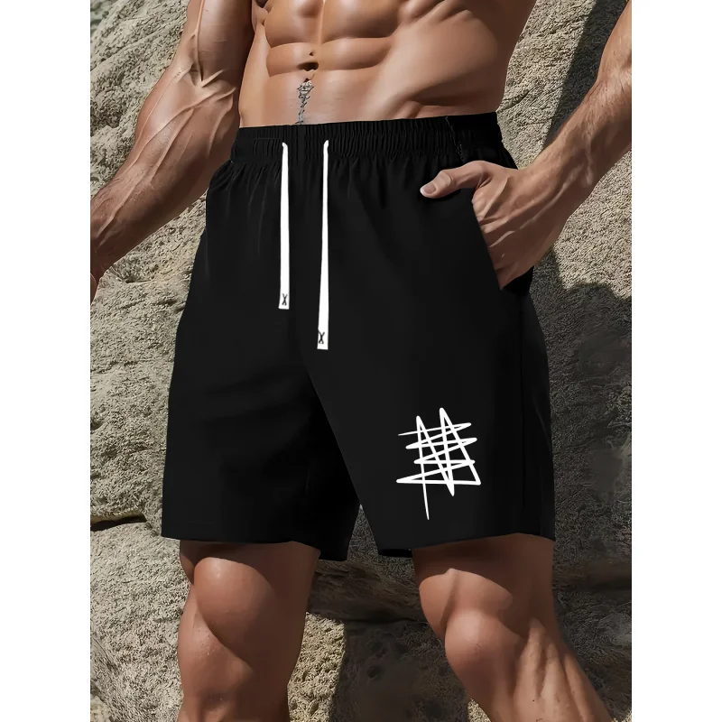 

Men's Fashionable Shorts with Stylish Print Design，Drawstring casual summer shorts