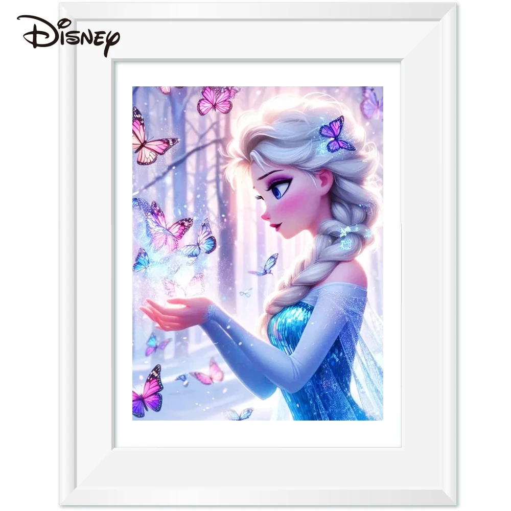 Disney New Arrivals Cross Stitch Elsa Princess On Canvas Butterfly Embroidery Fabric Frozen Cartoon 11ct Home Decor