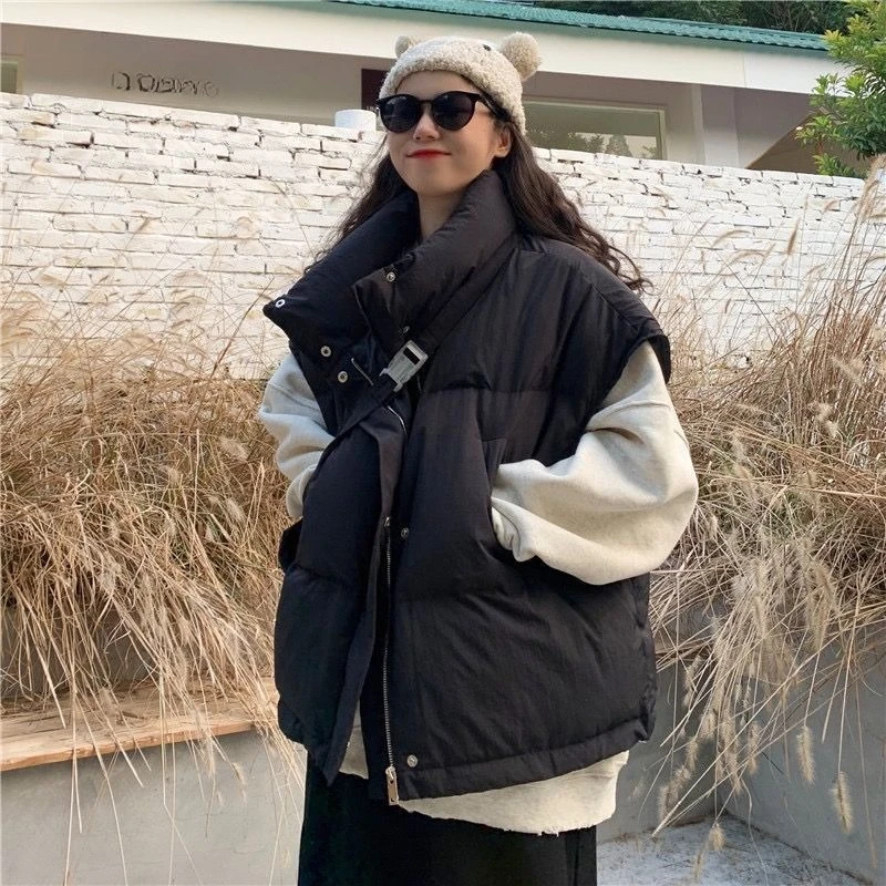New in Cotton Vest Women's Autumn Winter Item Stand Collar Thickened Cold Proof Warm Thick Casual Commuting Jacket Top