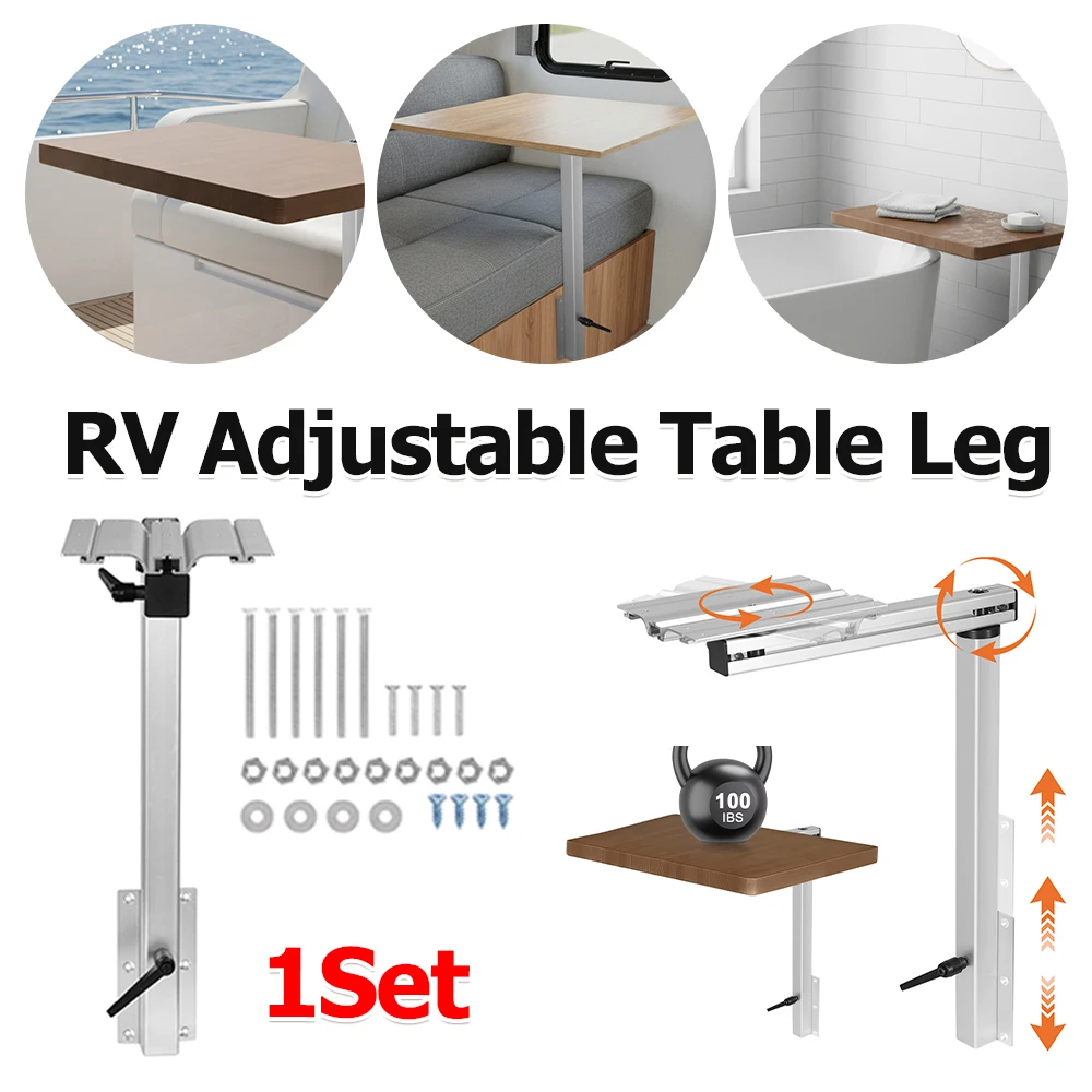 

RV Adjustable Table Leg Bracket 360 Degree Rotation Retractable Table Base for RV Marine Campervans Motorhome Space Saving