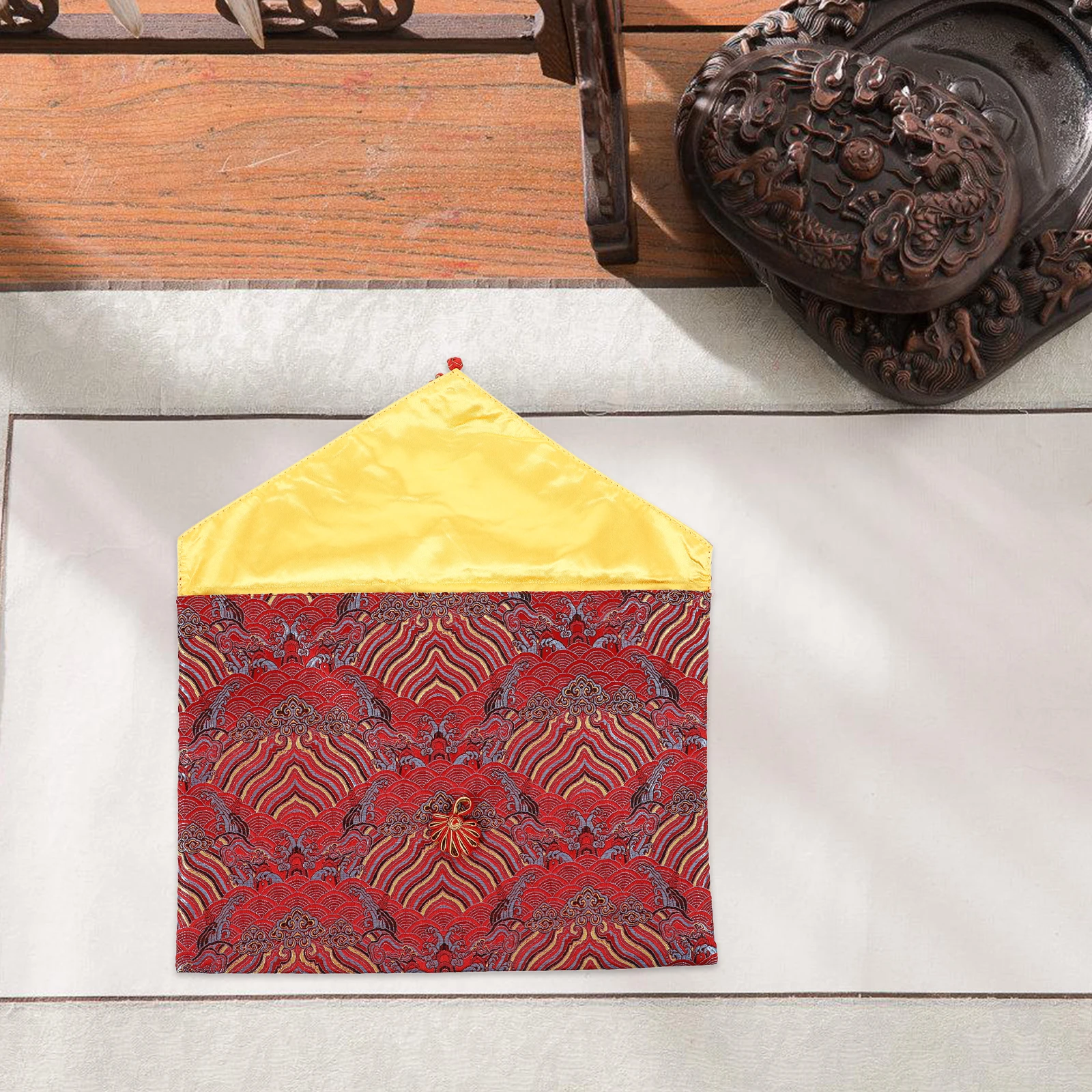 Scripture Storage Bag Cloth Pouch Books Organizer Safe Smooth Surface Compact Size Travel Office Use Chinese Pattern